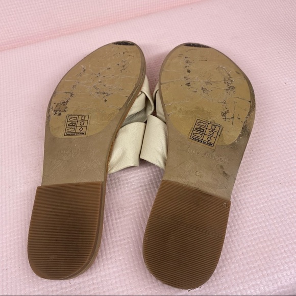 Free People Womens Rio Vista Cream Leather Slides Open Toe - Picture 8 of 8